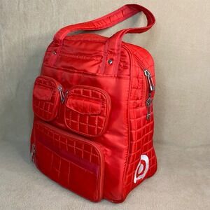RARE Lug Target Puddle Jumper Tote Bag Red Quilted Nylon w/ Multiple Pockets GUC